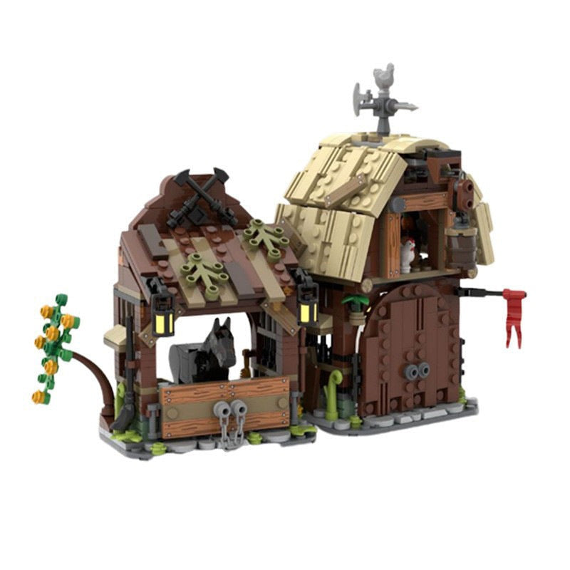 Medieval Barn & Stable MOC Building Kit | Historic Village Architecture - 1