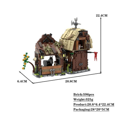 Medieval Barn & Stable MOC Building Kit | Historic Village Architecture - 5