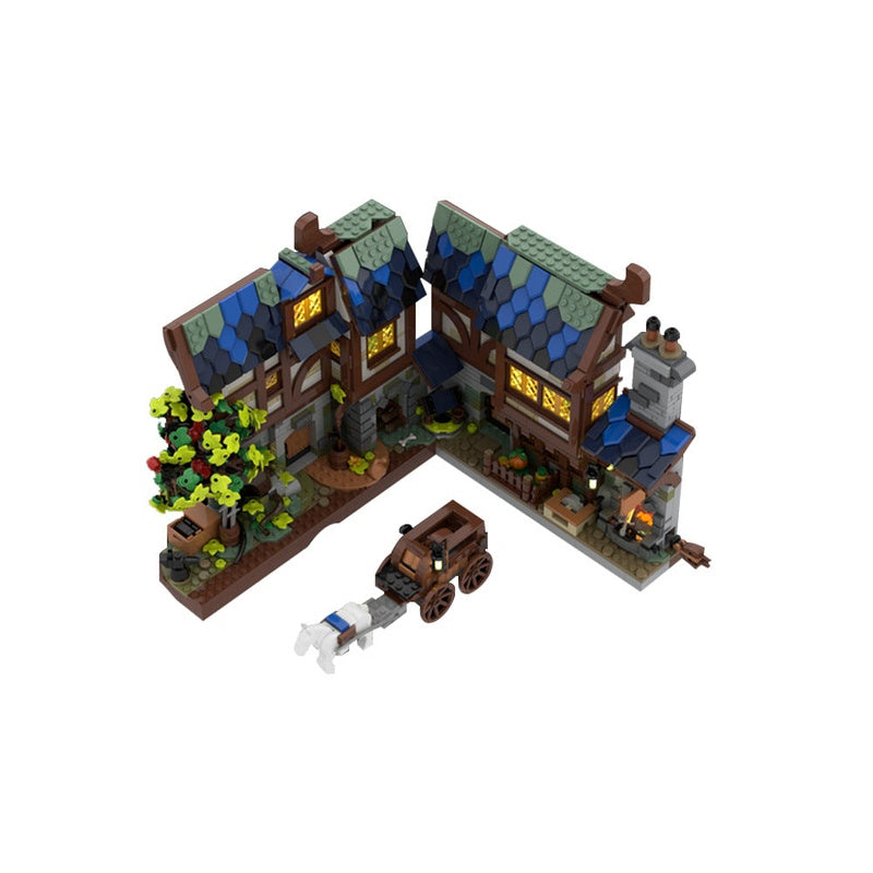 Medieval Blacksmith Nook MOC Building Kit | Historic Forge Corner - 1