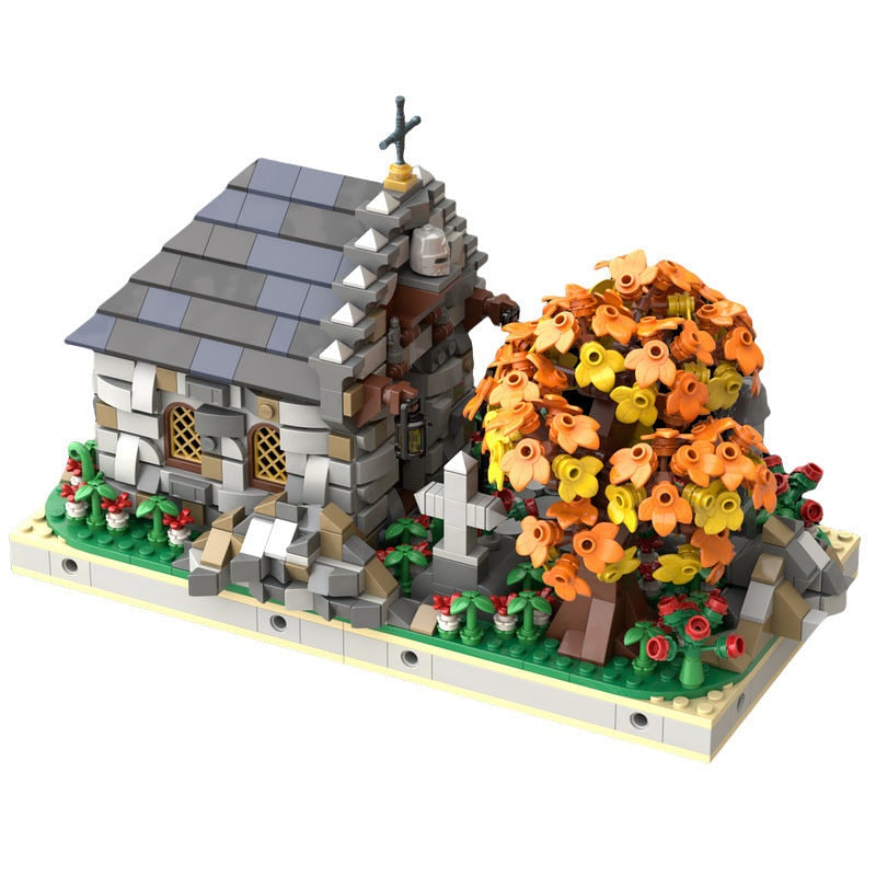 Medieval Cemetery MOC Building Kit | Tomb Architecture Diorama Model - 2
