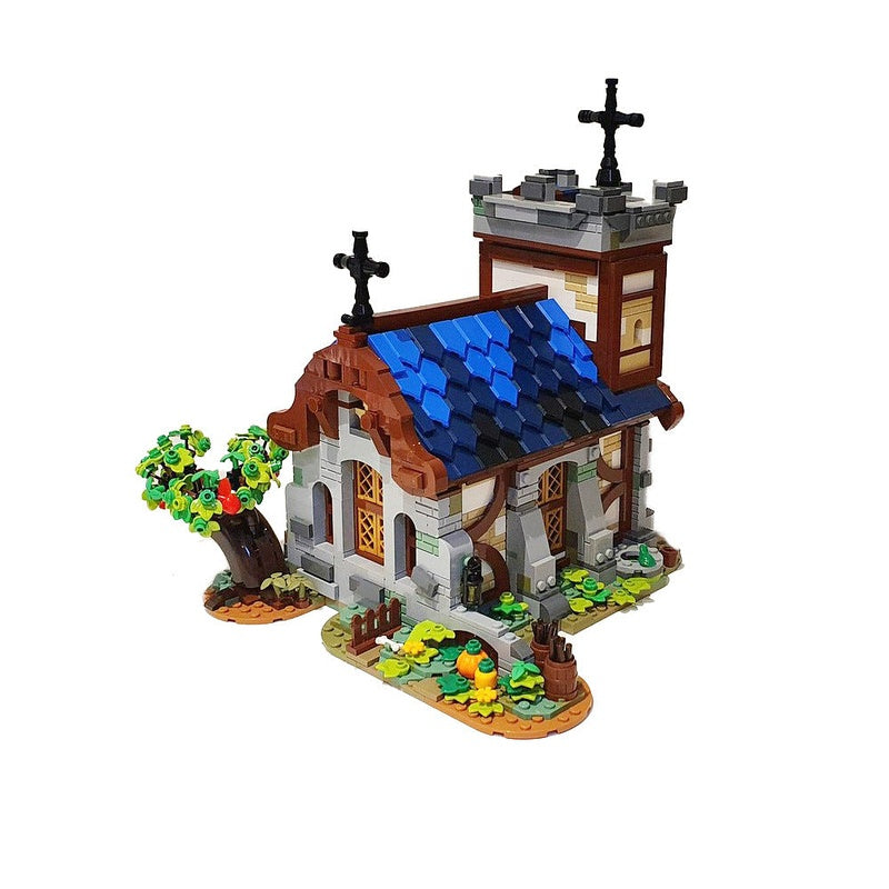 Medieval Church MOC Building Kit | Historic Architecture Model | 1636 PCS - 3