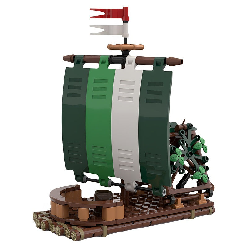 Medieval Forest River Sail Raft MOC Building Kit - 1