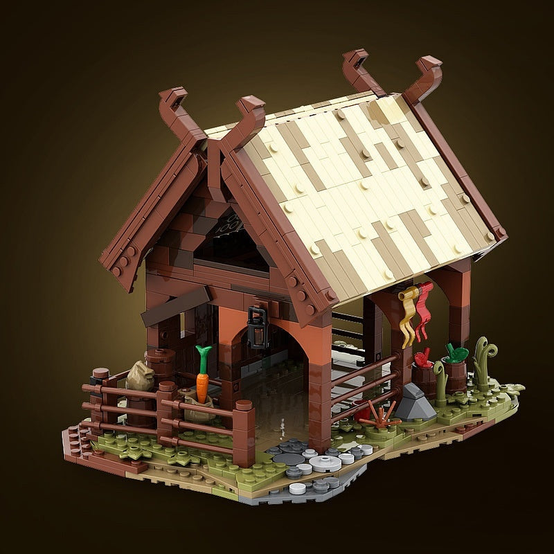 Medieval Horse Clan Stable MOC Building Kit | Historic Village Architecture - 3