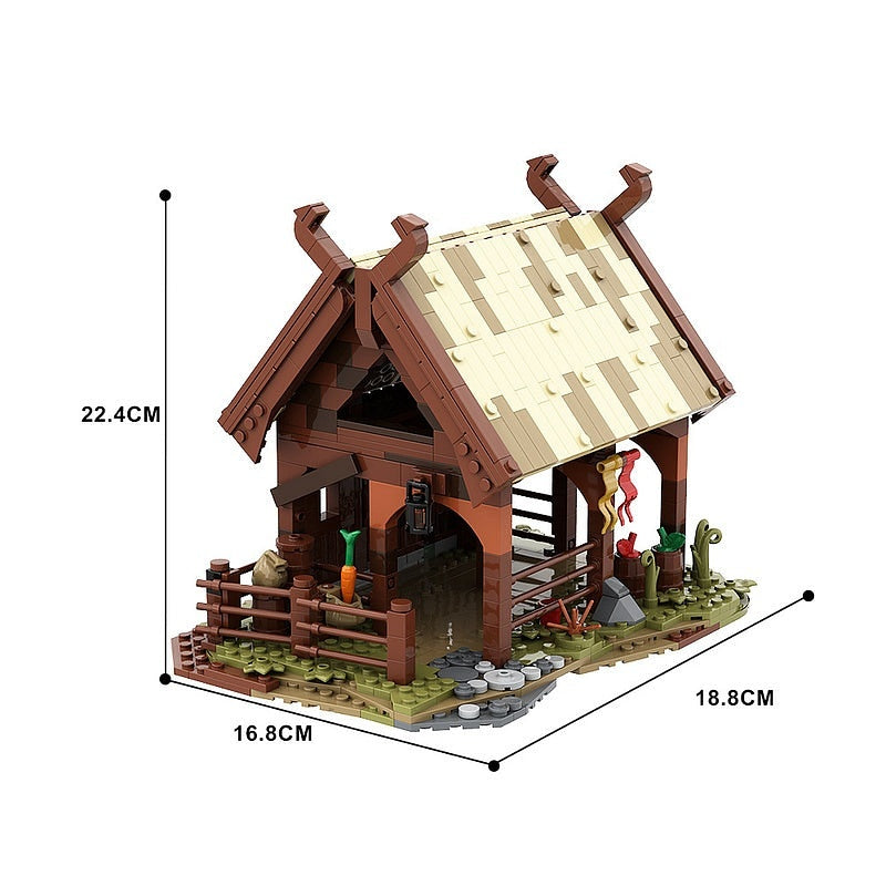 Medieval Horse Clan Stable MOC Building Kit | Historic Village Architecture - 4