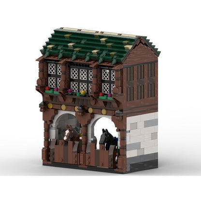 Medieval Stables MOC Building Kit | Historic Village Architecture Model - 2