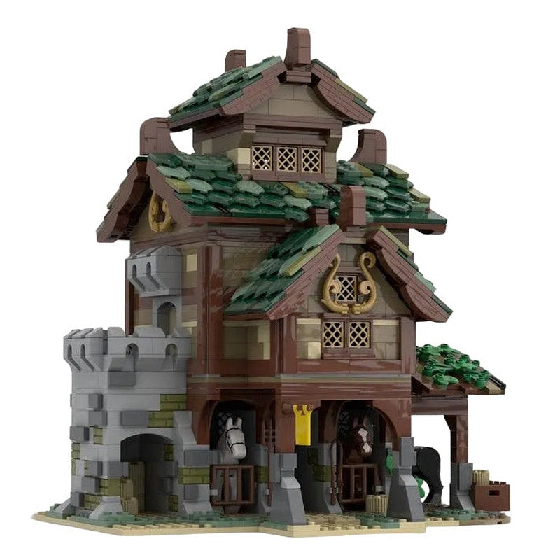 Medieval Stables MOC Building Kit | Historic Village Architecture Model - 5