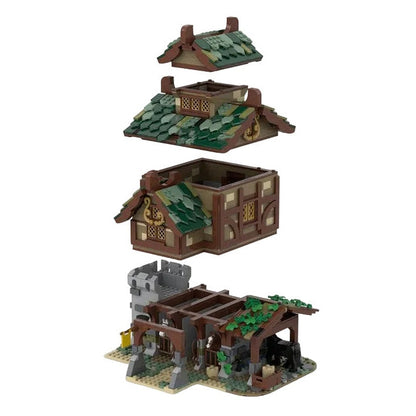 Medieval Stables MOC Building Kit | Historic Village Architecture Model - 6