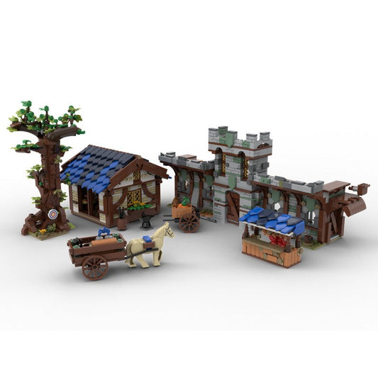 Medieval Town Market Building Kit | LEGO-Compatible MOC - 1