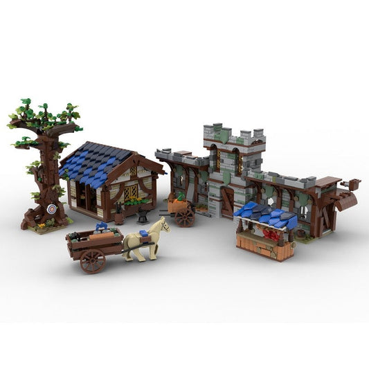 Medieval Town Market MOC Building Kit | Fantasy Village Scene - 1