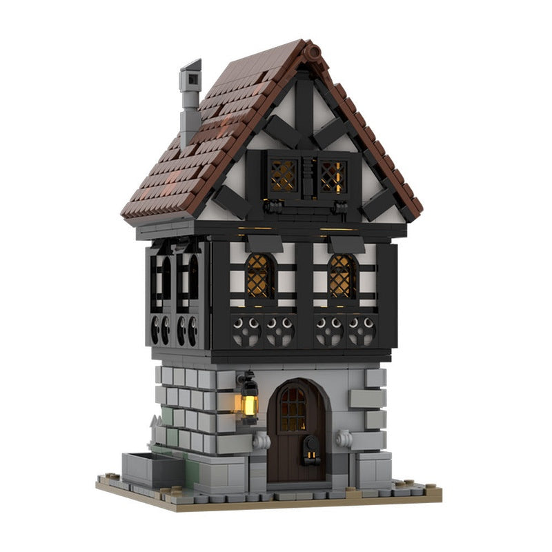 Medieval Townhouse MOC Building Kit | Historic Village Architecture Model - 1
