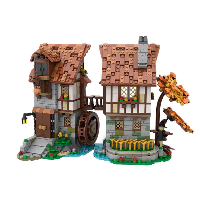 Medieval Watermill MOC Building Kit | Historic Village Architecture - 1