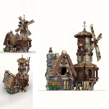 Medieval Windmill & Farmer Barn MOC Rural Architecture Building Kit - 4