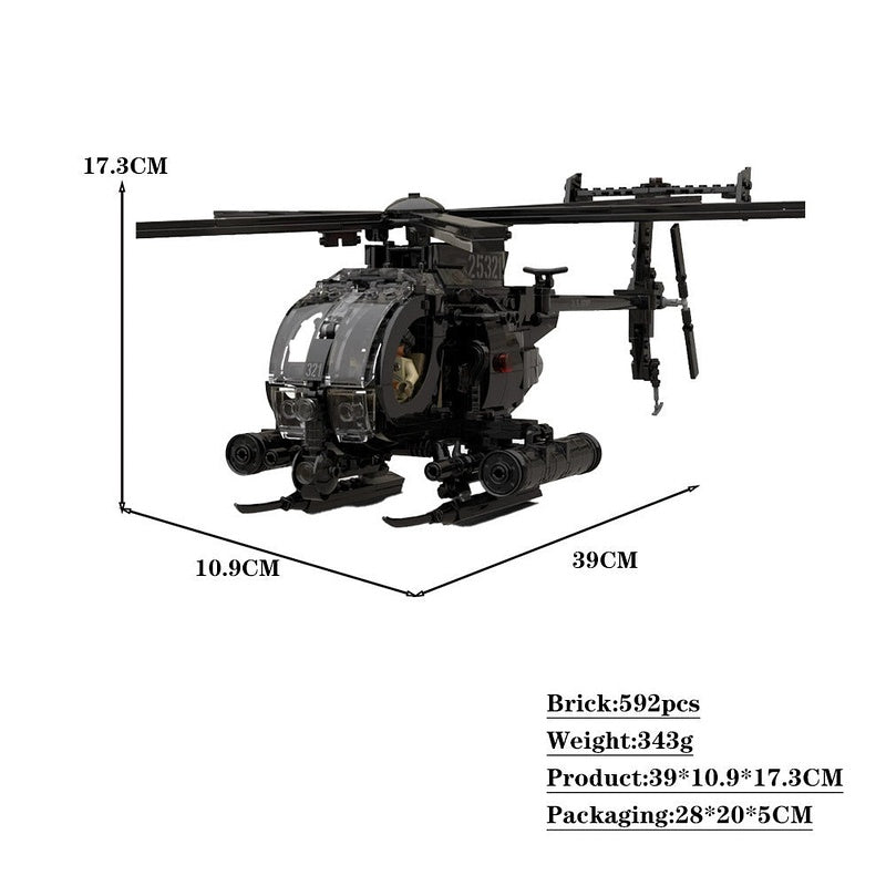 MH-6 Little Bird Helicopter MOC Building Kit | Tactical Aircraft Model - 3