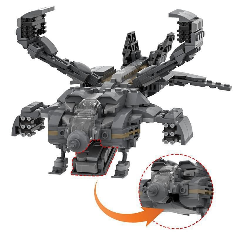 Micro Space Gunship Dropship Lander MOC Building Kit - 2