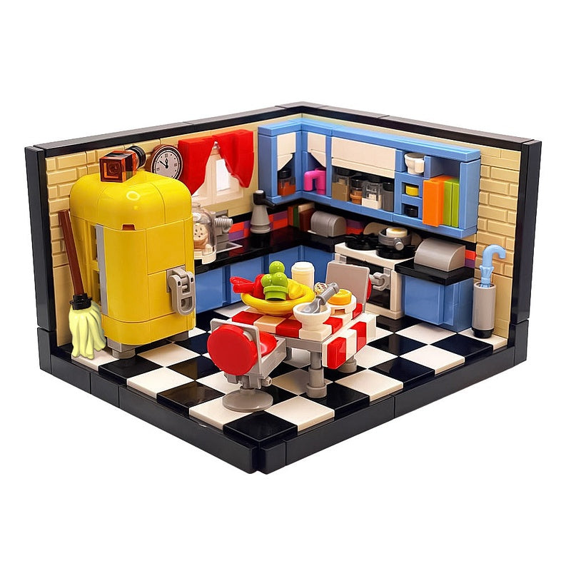 Mid-Century Kitchen Diorama MOC Building Kit | Retro Interior Model - 5