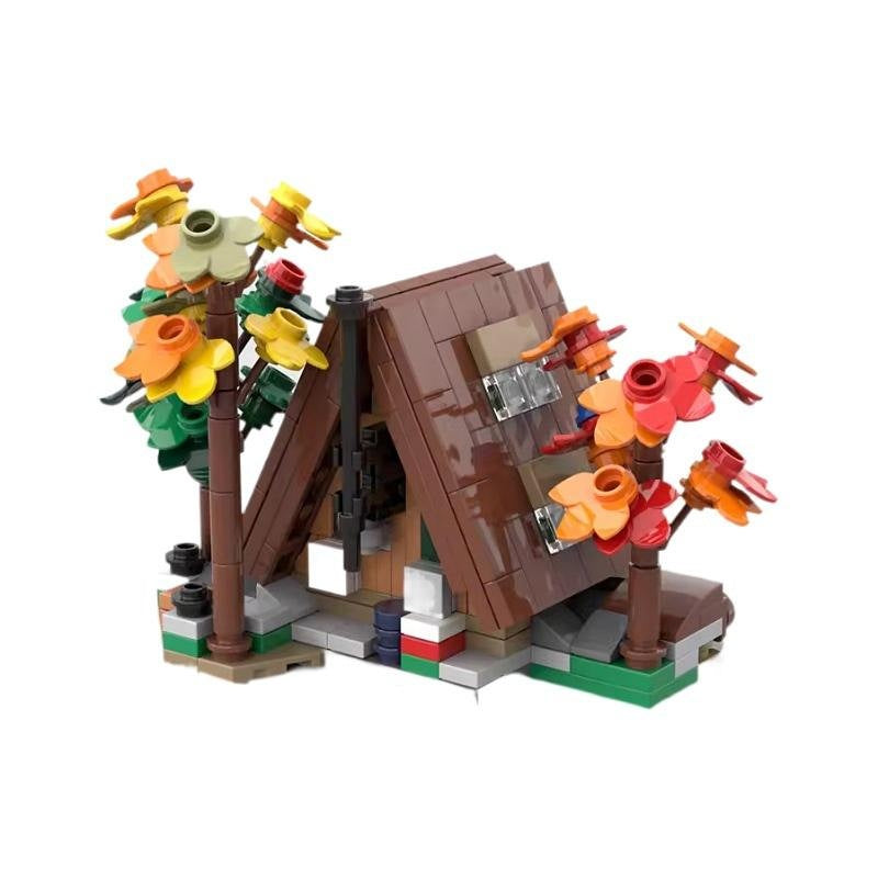 Mini A-Frame Cabin MOC Building Kit | Rustic Woodland House - 1