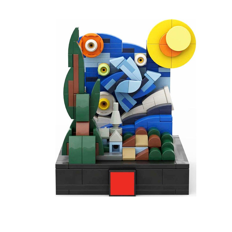 Mini Starry Night MOC Building Kit | Artistic Wall Display Model - 3