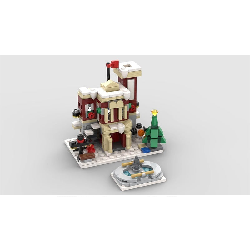 Mini Winter Fire Station MOC Building Kit | Christmas Village Architecture - 3