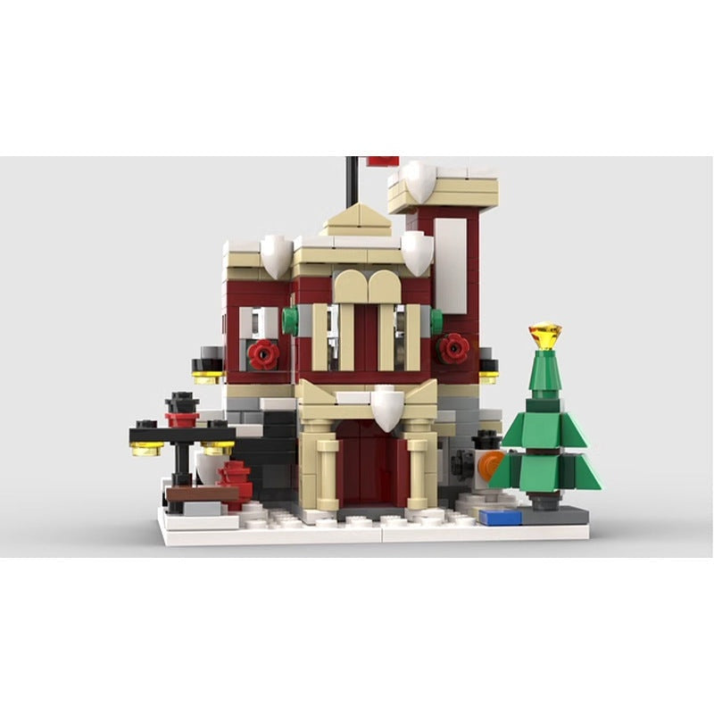 Mini Winter Fire Station MOC Building Kit | Christmas Village Architecture - 4