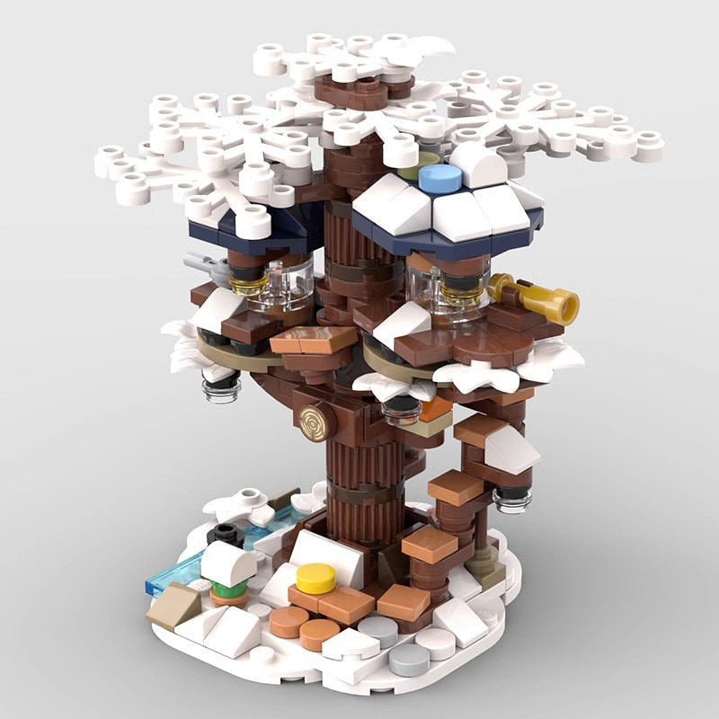 Mini Winter Tree House MOC Building Kit | Cozy Snow Cabin Architecture - 1