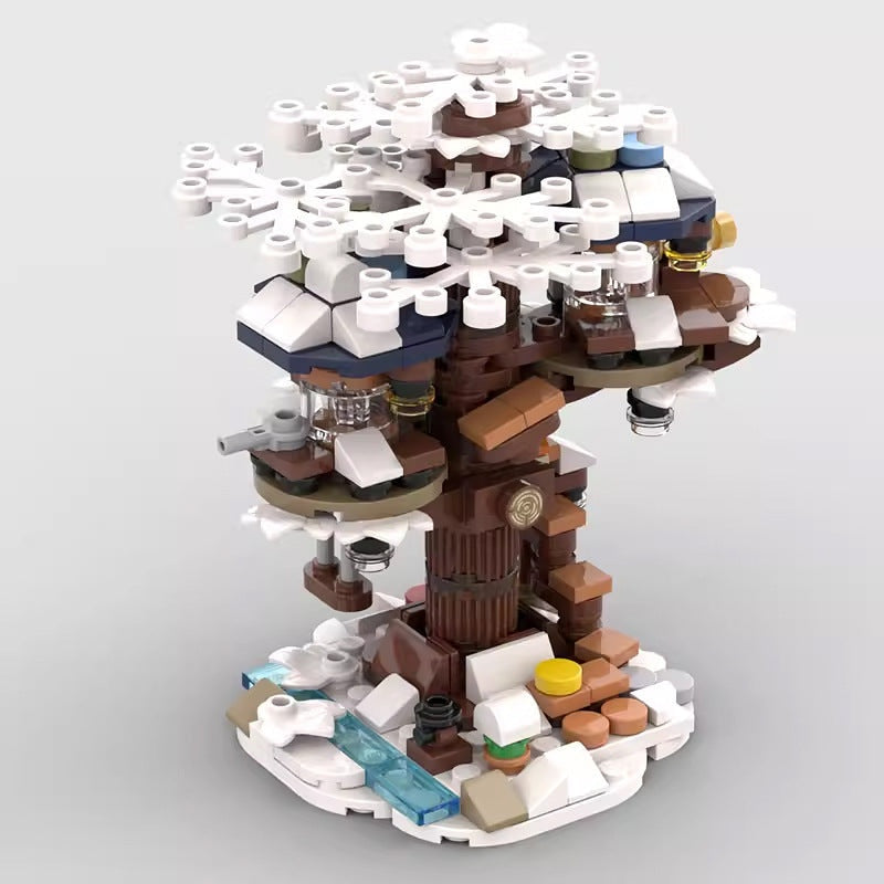Mini Winter Tree House MOC Building Kit | Cozy Snow Cabin Architecture - 2