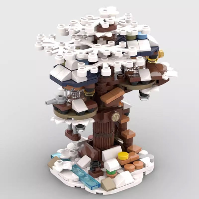 Mini Winter Tree House MOC Building Kit | Cozy Snow Cabin Architecture - 3