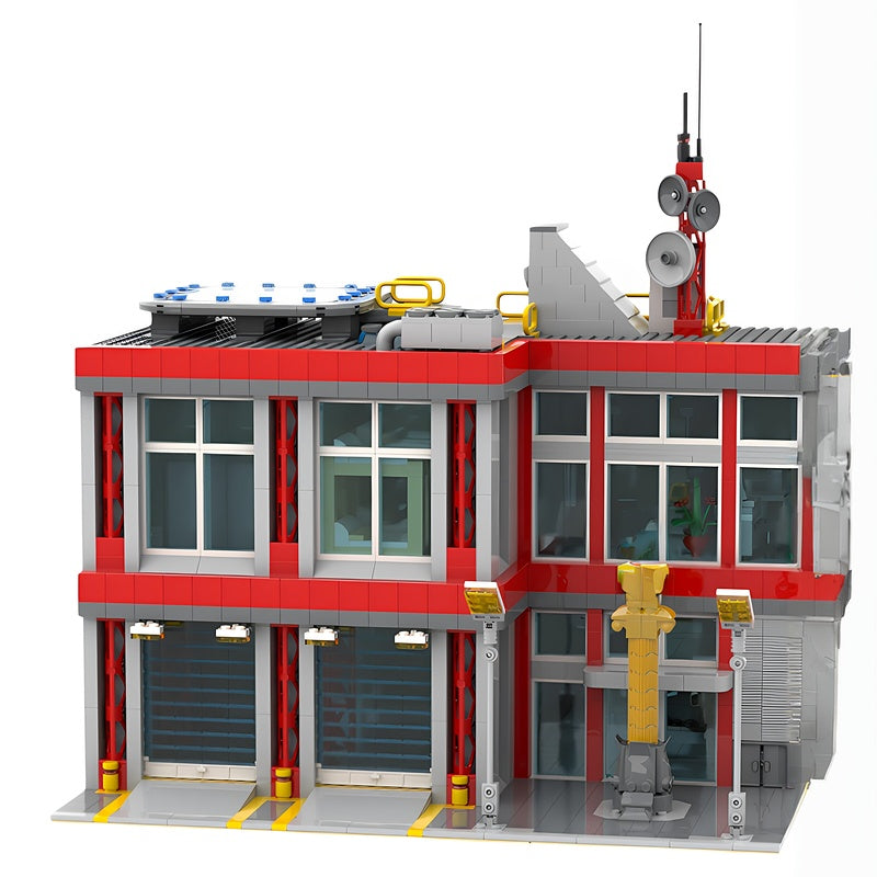 Modern Two-Bay Fire Station Modular MOC Building Kit - 3