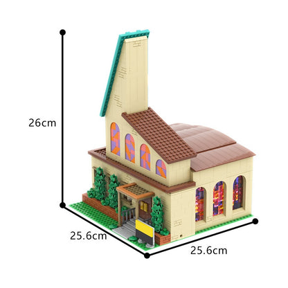 Modular Animated Sitcom Town Church Building Kit | Compatible MOC - 4
