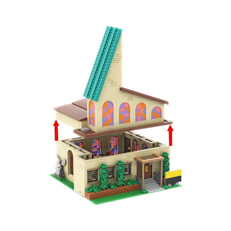 Modular Animated Sitcom Town Church Building Kit | Compatible MOC - 5