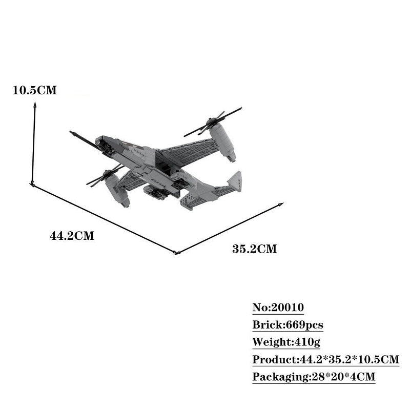 MV-26 VTOL Falcon Aircraft MOC Building Kit | Tilt Rotor Transport Model - 4