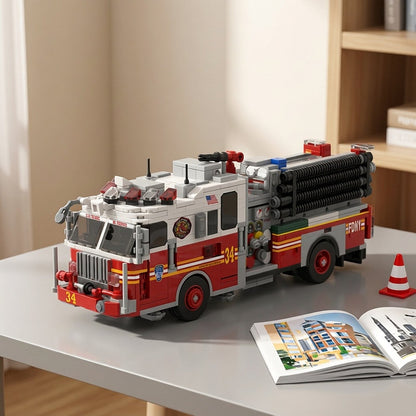 New York-Style Aerial Ladder Fire Truck MOC Building Kit - 4