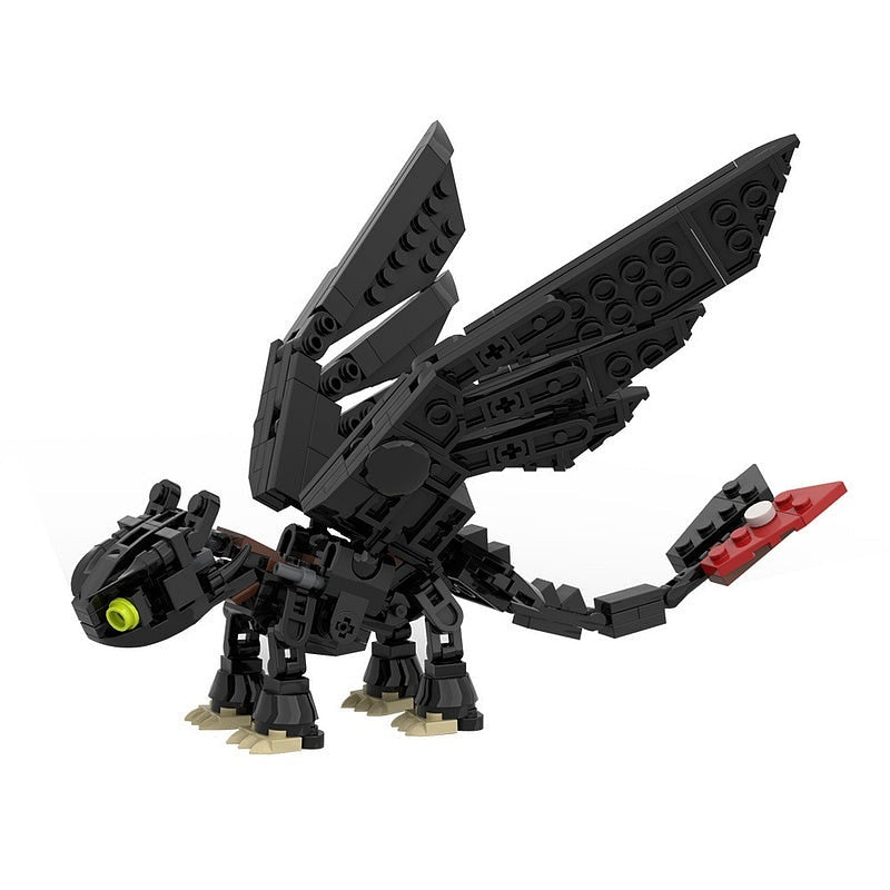 Night Fury Strike Dragon MOC Building Kit | Fantasy Creature Figure - 1