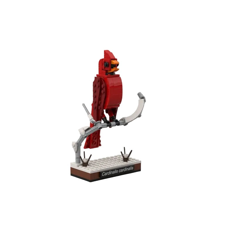 Northern Cardinal Bird MOC Building Kit | Wildlife Display Model with Base - 7