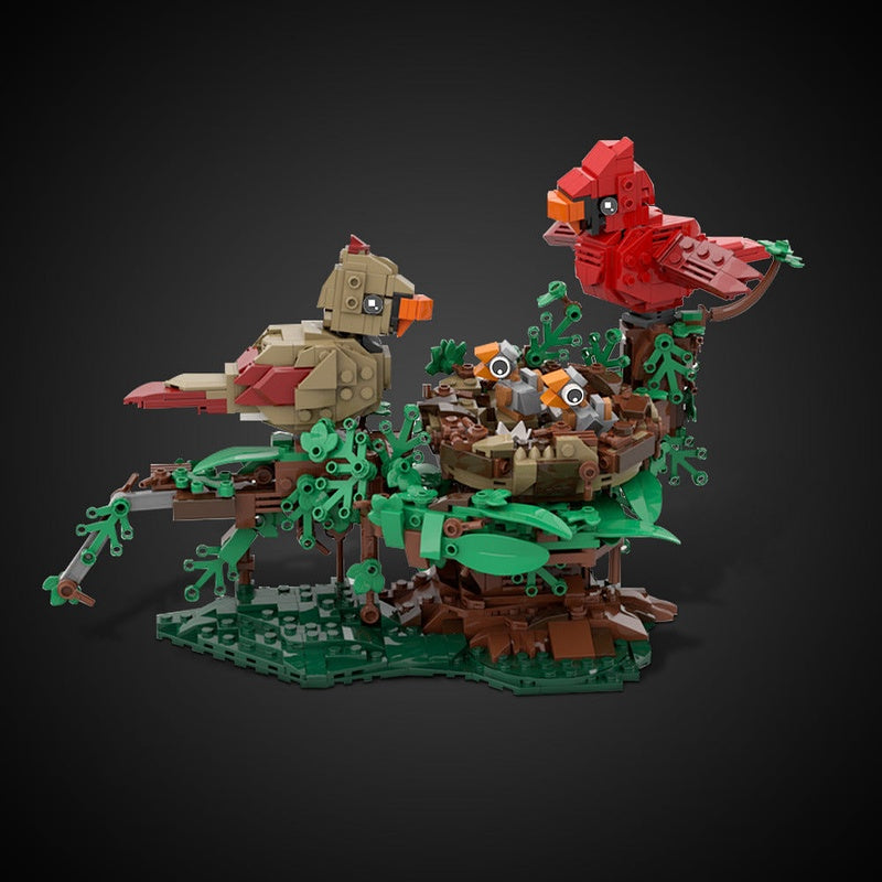 Northern Cardinals Nest MOC Building Kit | Wildlife Bird Diorama Model - 2