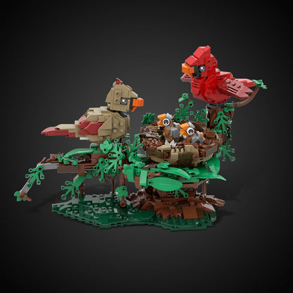 Northern Cardinals Nest MOC Building Kit | Wildlife Bird Diorama Model - 2