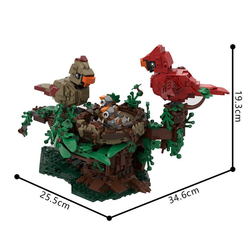 Northern Cardinals Nest MOC Building Kit | Wildlife Bird Diorama Model - 4