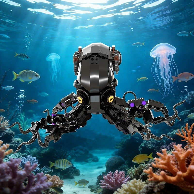 Obsidian Octopus Mecha Treasure Hunt MOC Building Kit - 7