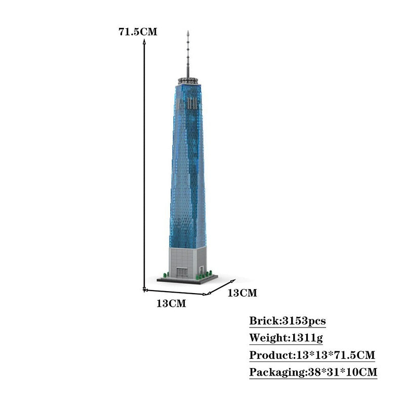 One World Trade Center MOC Building Kit 1:800 Scale Skyscraper Model - 3