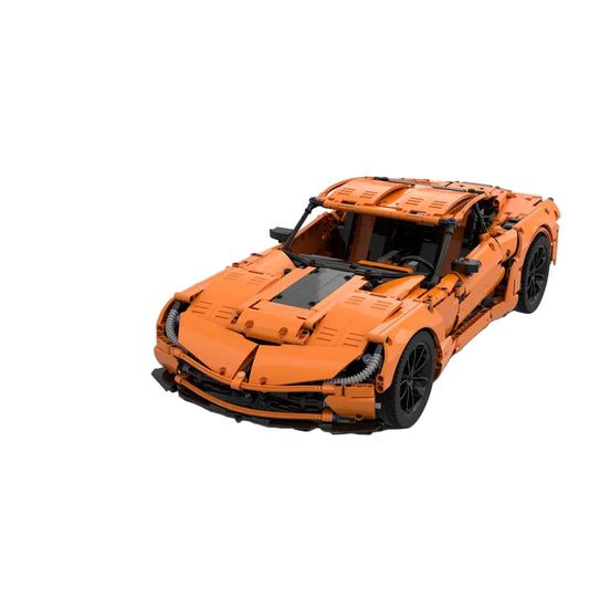 Orange C7 Z06 1:8 Mechanical Supercar MOC Building Kit - 1