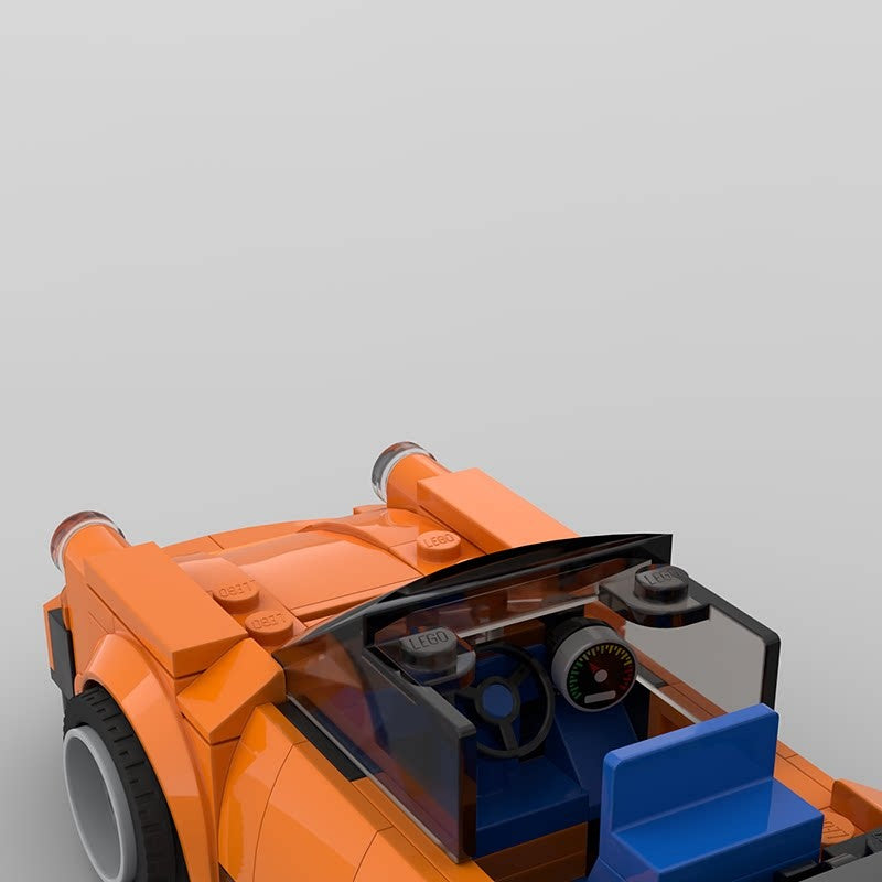 Orange Classic 911 Cabriolet Sports Car MOC Building Kit - 5