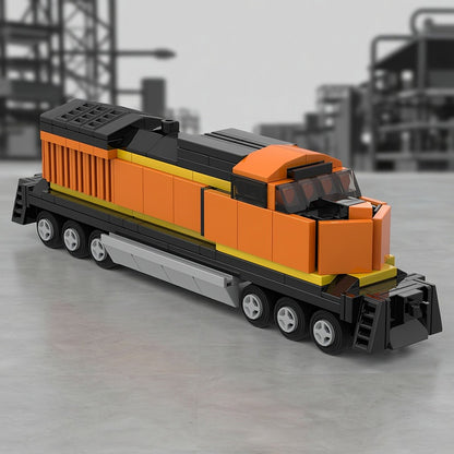 Orange Diesel Freight Locomotive MOC Building Kit - 2
