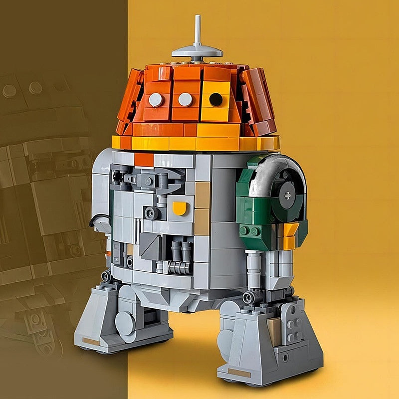 Orange Maintenance Droid MOC Building Kit | Futuristic Robot Character Model - 2