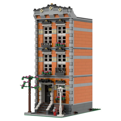 Orange Townhouse Modular MOC Building Kit - 1