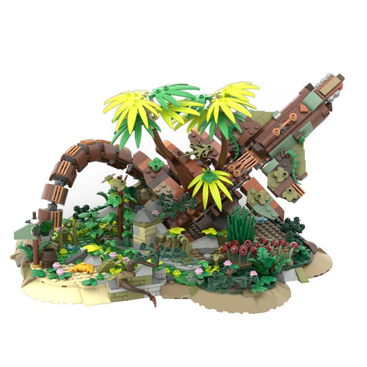 Overgrown Mechanical Ruins Diorama MOC Building Kit - 1