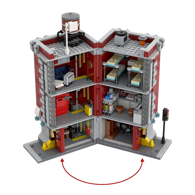 Paranormal Firehouse HQ Modular Building Kit | LEGO-Compatible MOC - 8