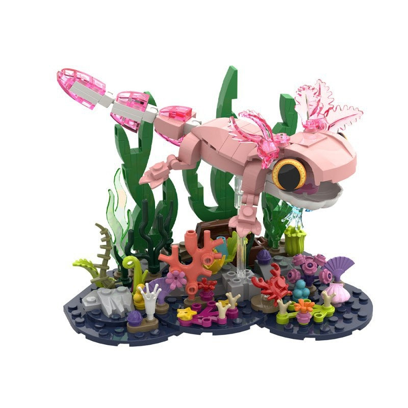 Pink Axolotl Building Kit | LEGO-Compatible Animal MOC - 2