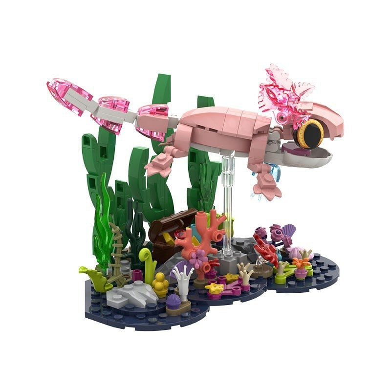 Pink Axolotl MOC Building Kit | Creative Aquatic Animal Model Set - 1
