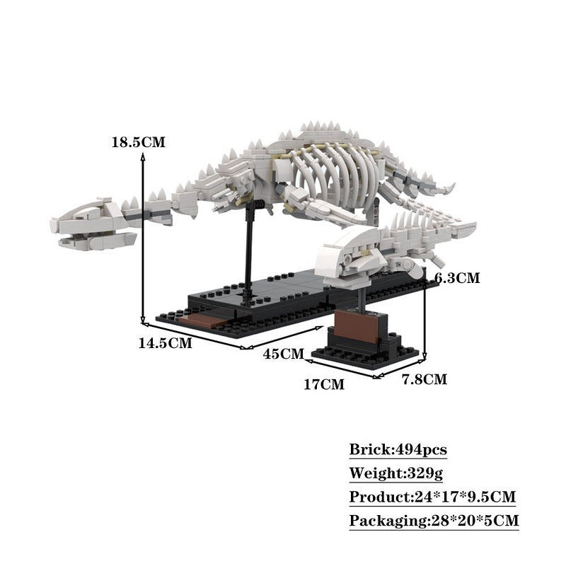 Plesiosaurus And Armored Fish MOC Fossil Building Kit | Marine Display Model - 5