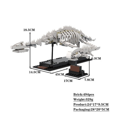 Plesiosaurus And Armored Fish MOC Fossil Building Kit | Marine Display Model - 5