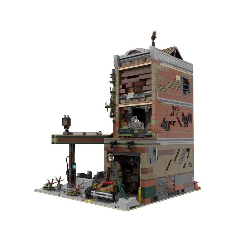 Post-Apocalyptic Corner Garage MOC Modular Building Kit - 3